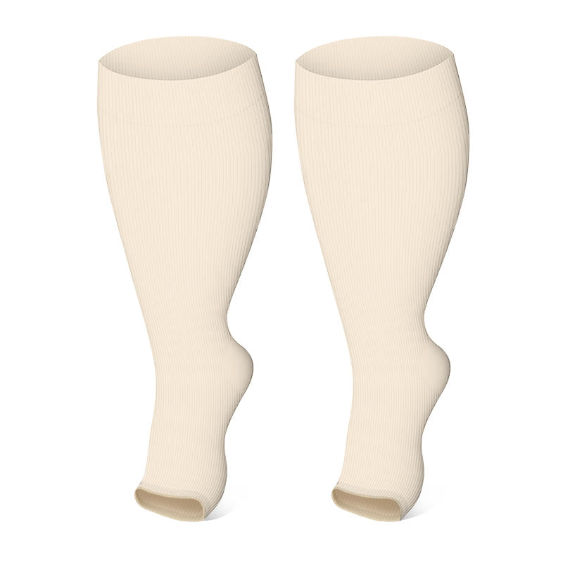 Plus Size Polka Dots Open Toe Compression Socks(3 Pairs) - image 8