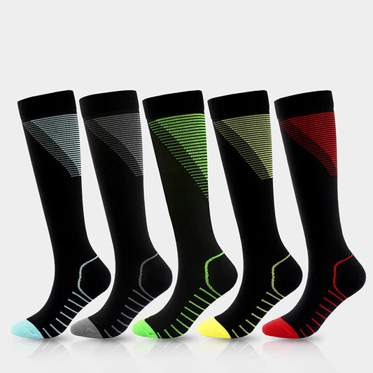 Stripes V Shaped Compression Socks(5 Pairs) - Multicolor - EU38-41(US8-11) - image 0