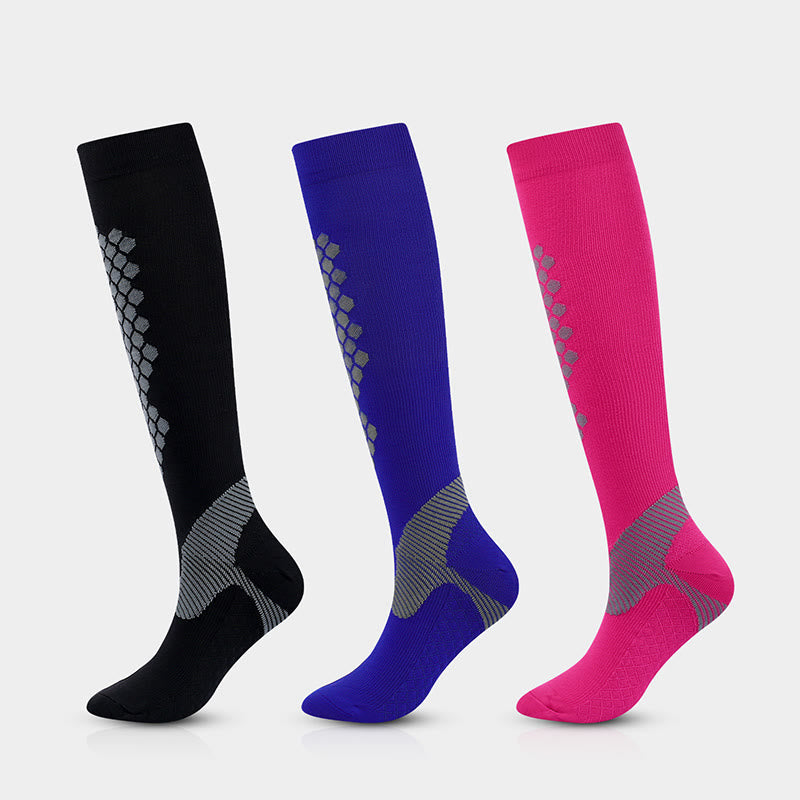 Diamond Lattice Sports Compression Socks(3 Pairs) - Multicolor - EU38-41(US8-11) - image 0