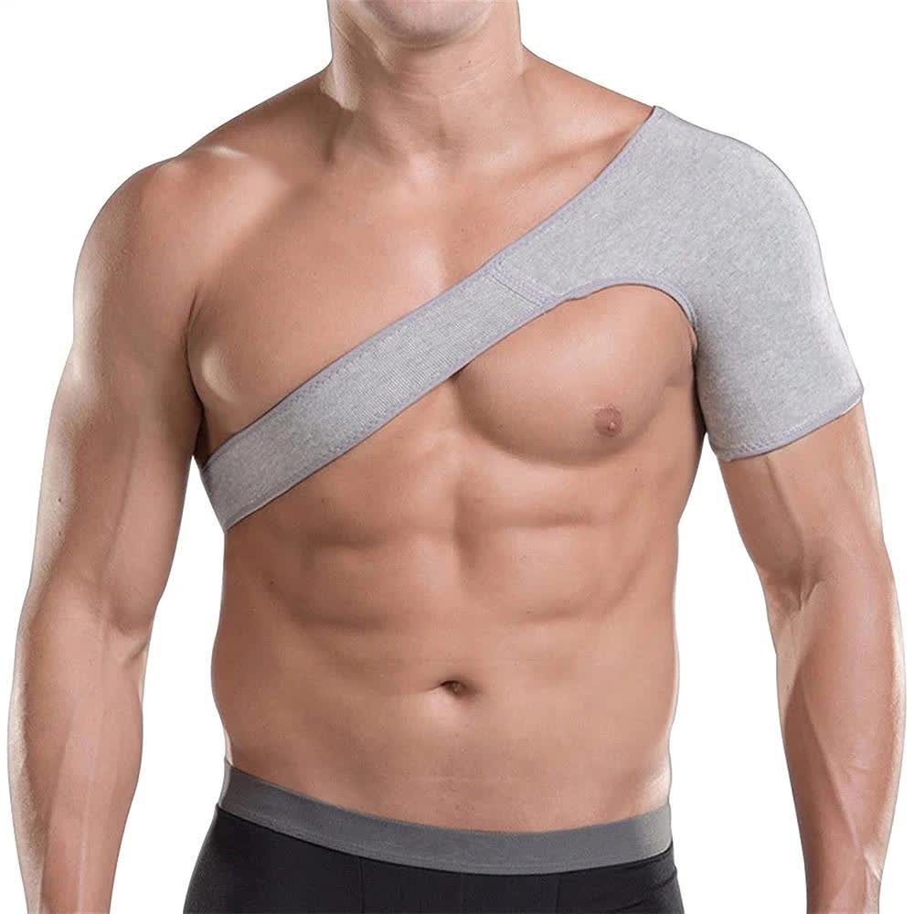 Stretchy Breathable Bamboo Charcoal Shoulder Brace - Grey - L - image 0