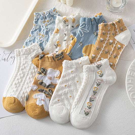 Forest Flowers Ankle Socks(8 Pairs) - Multicolor - EU36-40(US3-7) - image 0