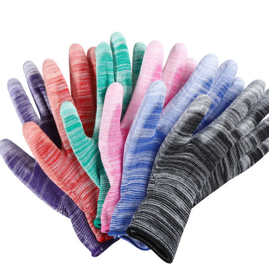 Striped Wear-resistant Non-slip Protective Work Gloves(24 Pairs) - image 0
