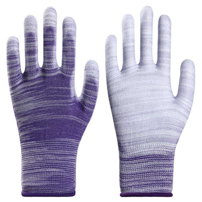 Striped Wear-resistant Non-slip Protective Work Gloves(24 Pairs) - Purple - L - image 8