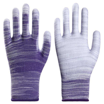 Striped Wear-resistant Non-slip Protective Work Gloves(24 Pairs) - Purple - L - image 8