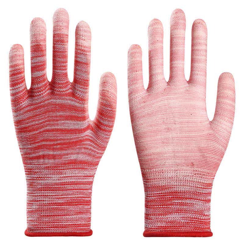 Striped Wear-resistant Non-slip Protective Work Gloves(24 Pairs) - Red - L - image 11