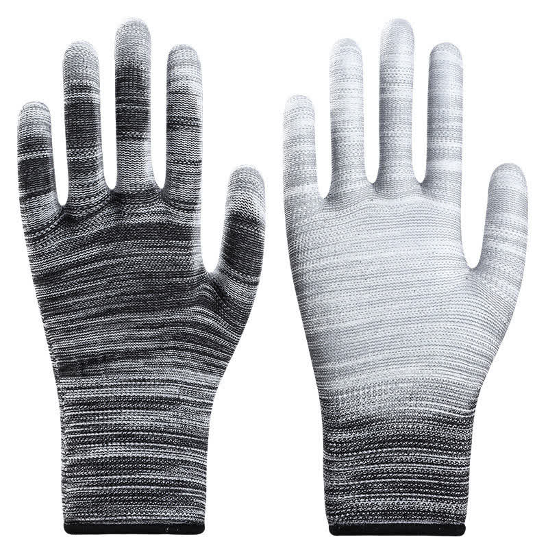 Striped Wear-resistant Non-slip Protective Work Gloves(24 Pairs) - Black - L - image 7