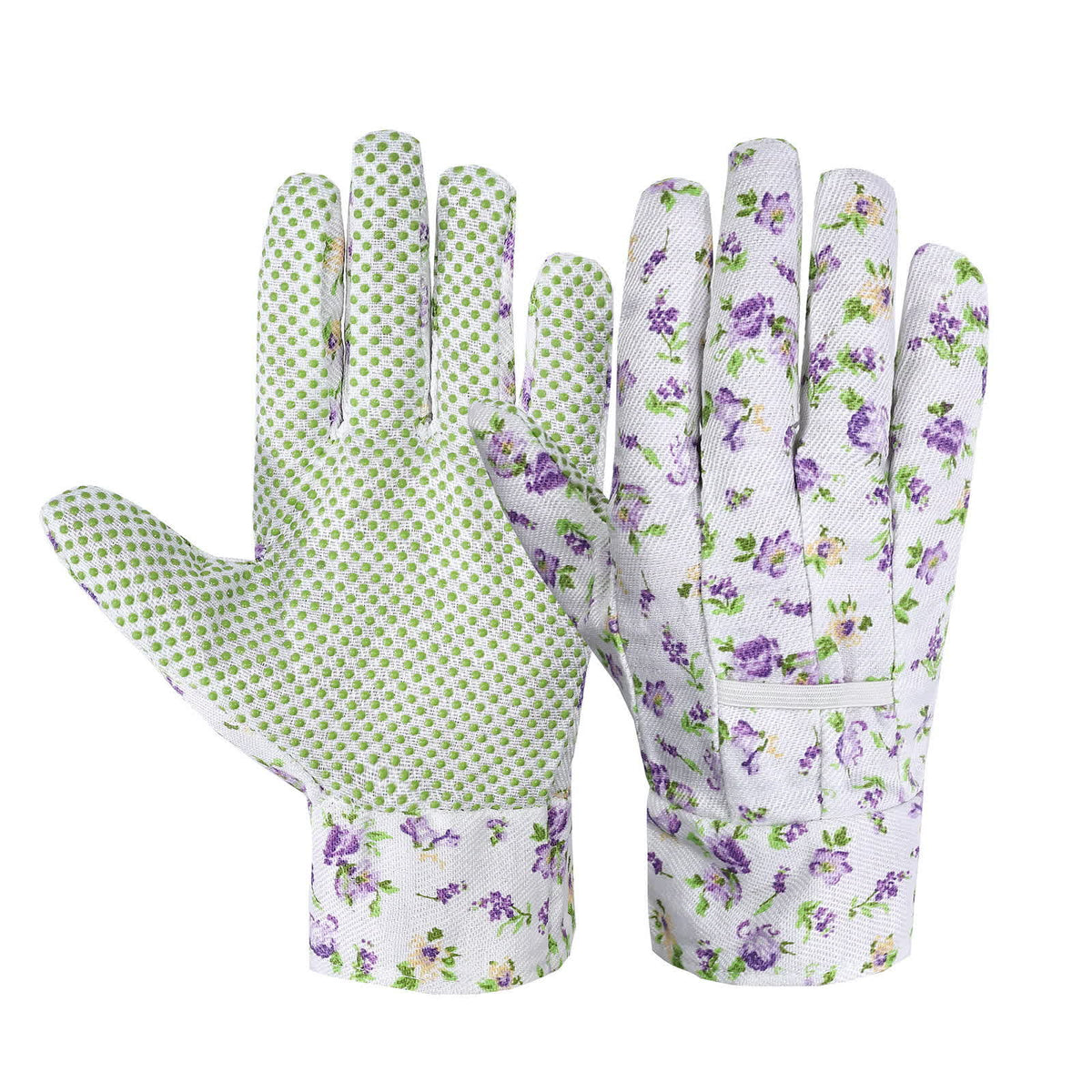 Elegant Floral Print Garden Gloves(3 Pairs) - Purple - One Size - image 2