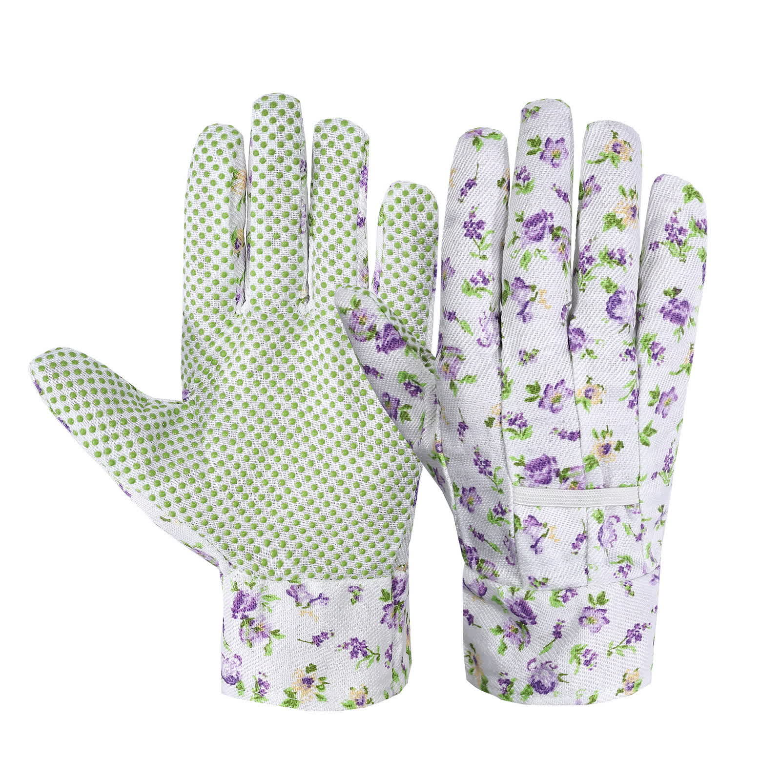Elegant Floral Print Garden Gloves(3 Pairs) - Purple - One Size - image 2