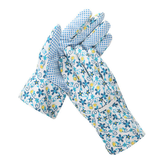 Floral Printed Garden Protective Knitted Gloves(3 Pairs) - Blue - One Size - image 0