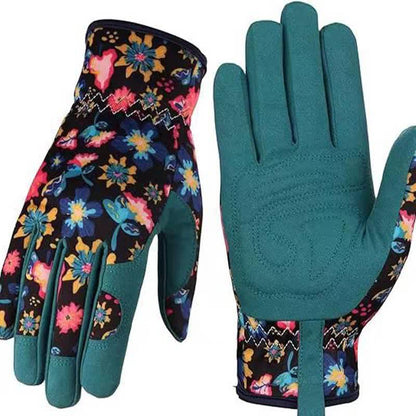 Vibrant Floral Print Garden Gloves - D - One Size - image 7