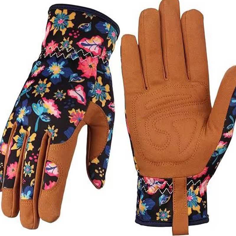 Vibrant Floral Print Garden Gloves - C - One Size - image 6