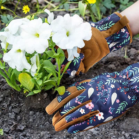 Vibrant Floral Print Garden Gloves - image 0