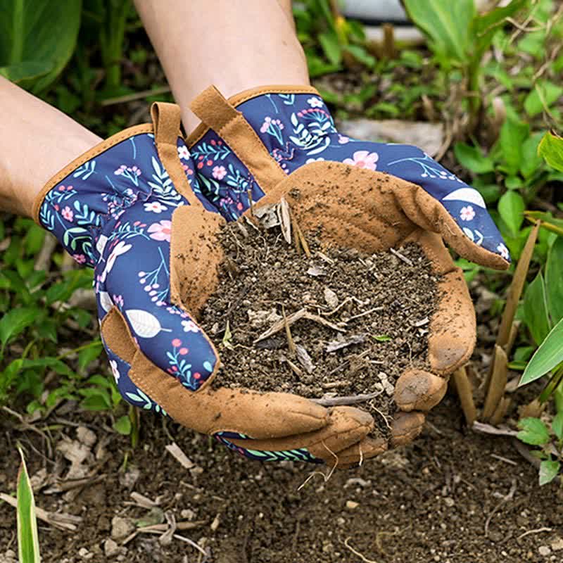 Vibrant Floral Print Garden Gloves - image 3