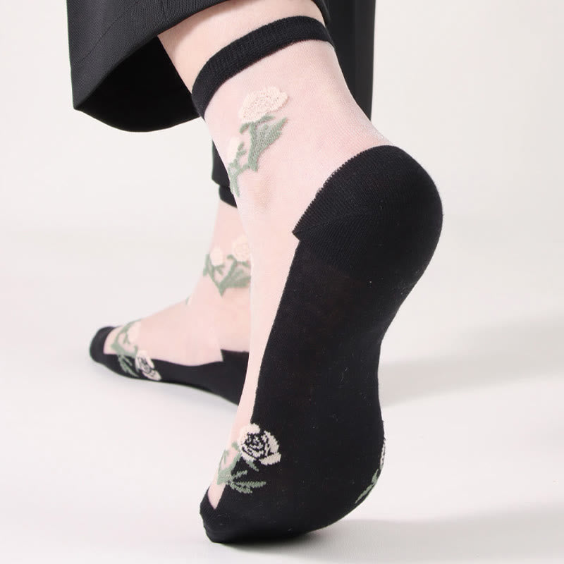 Elegant Flowers Quarter Socks(5 Pairs) - image 8