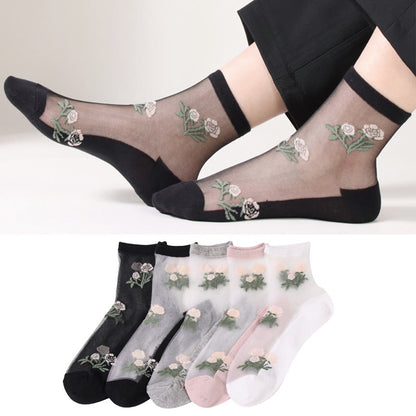 Elegant Flowers Quarter Socks(5 Pairs) - image 0