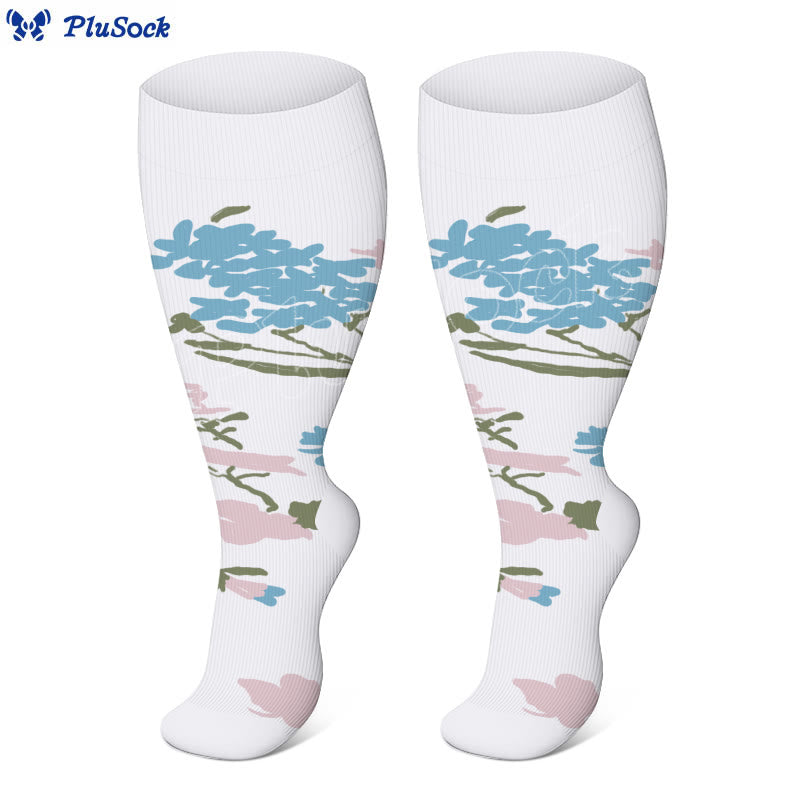 Plus Size Rose Chrysanthemum Compression Socks(3 Pairs) - image 2