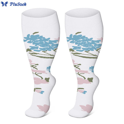 Plus Size Rose Chrysanthemum Compression Socks(3 Pairs) - image 2
