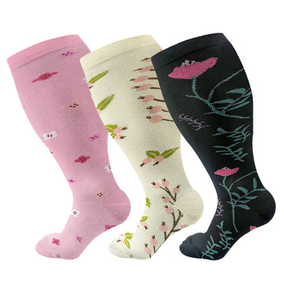 Plus Size Lute Pink Compression Socks(3 Pairs) - Multicolor A - 4XL - image 11