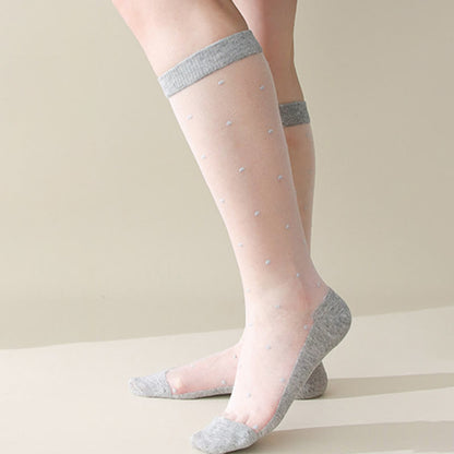 Cute Polka Dots Crew Socks(5 Pairs) - Grey - EU36-40(US3-7) - image 6