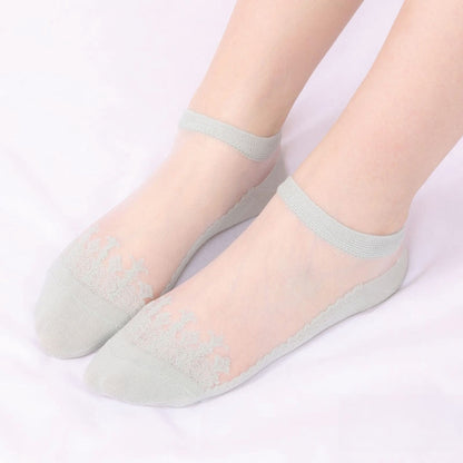 Jacquard Transparent Ankle Socks(6 Pairs) - Light Green - EU36-40(US3-7) - image 15