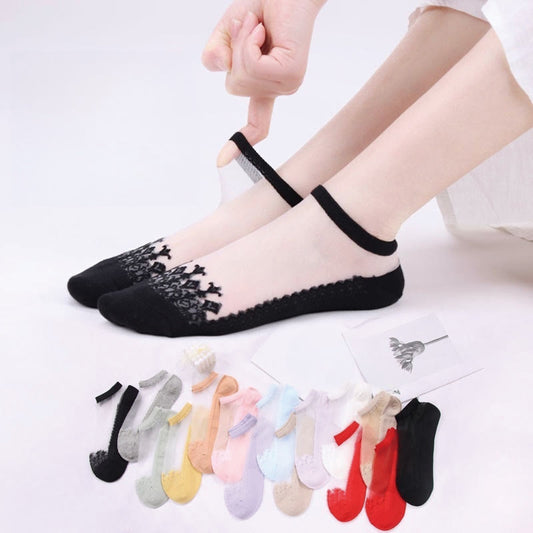 Jacquard Transparent Ankle Socks(6 Pairs) - Multicolor(12 Pairs) - EU36-40(US3-7) - image 0