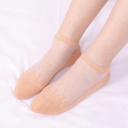 Jacquard Transparent Ankle Socks(6 Pairs) - Orange - EU36-40(US3-7) - image 16