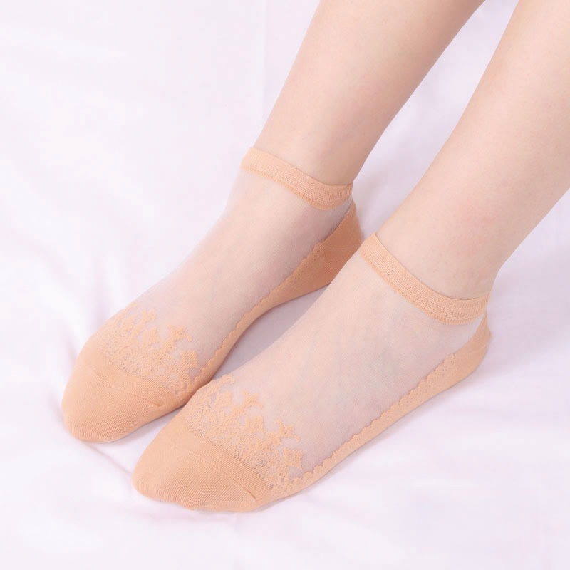 Jacquard Transparent Ankle Socks(6 Pairs) - Orange - EU36-40(US3-7) - image 16