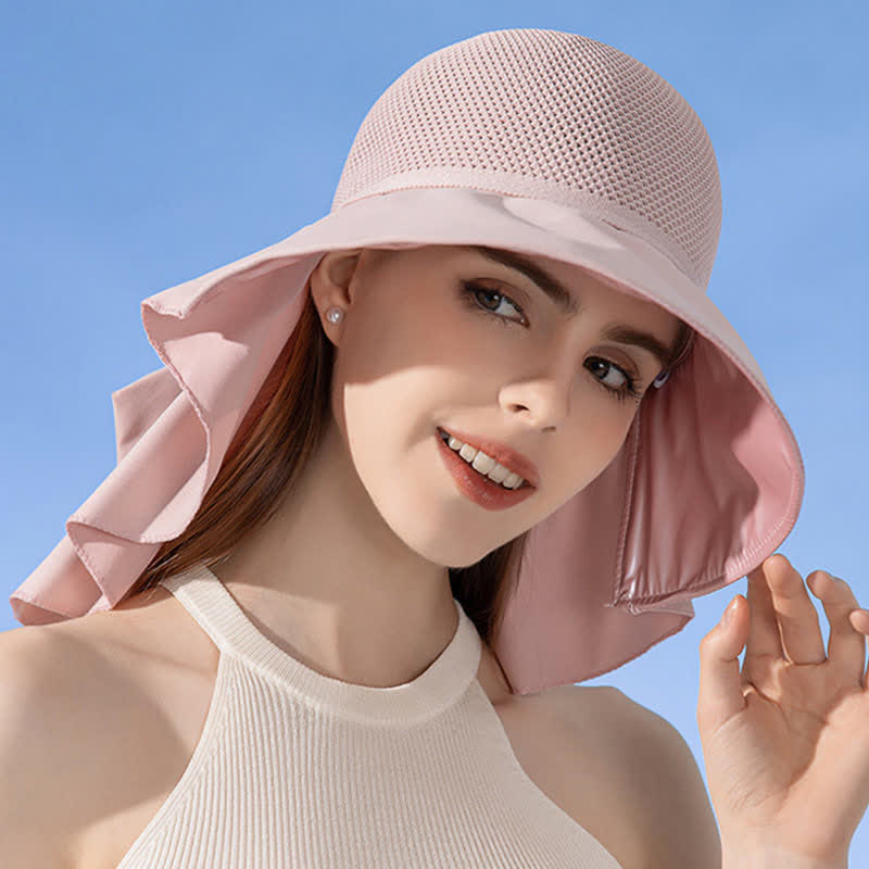 Wide-Brim Breathable Bow-Detail Sun Bucket Hat - image 5