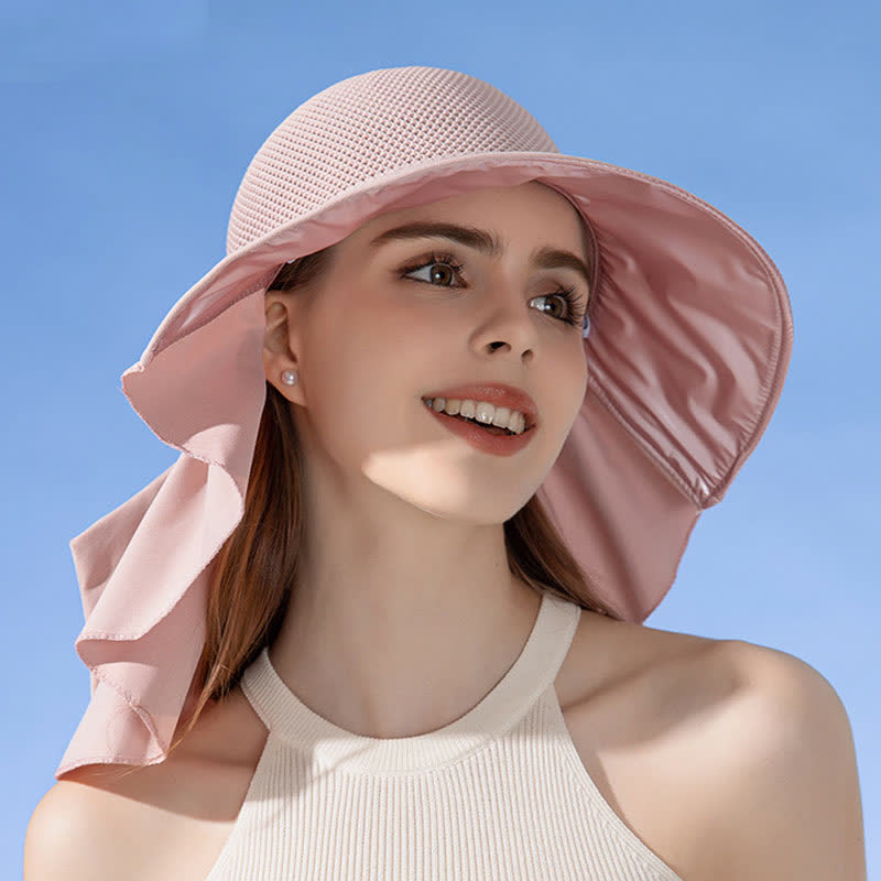 Wide-Brim Breathable Bow-Detail Sun Bucket Hat - Pink - One Size - image 4