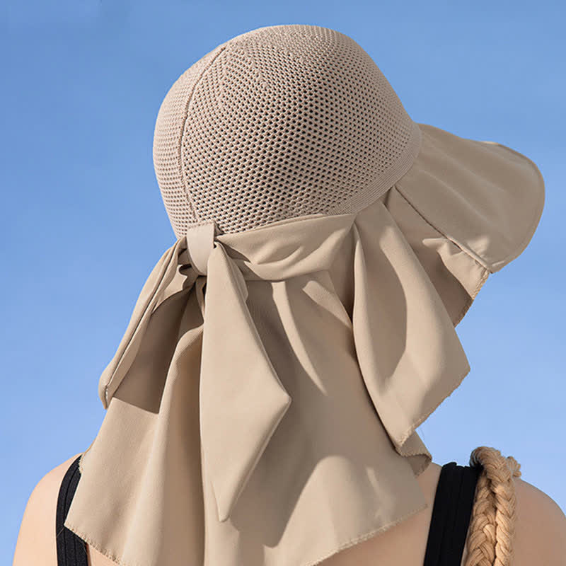 Wide-Brim Breathable Bow-Detail Sun Bucket Hat - image 10