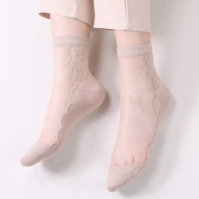 Floral Sheer Cotton Ankle Socks(8 Pairs) - image 13