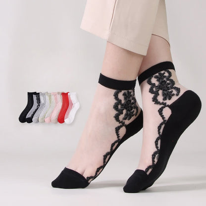 Floral Sheer Cotton Ankle Socks(8 Pairs) - image 1