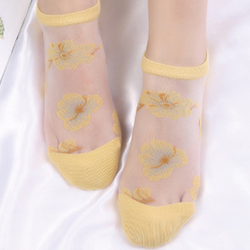 Lightweight Floral Breathable Sheer Ankle Socks(5 Pairs) - image 8