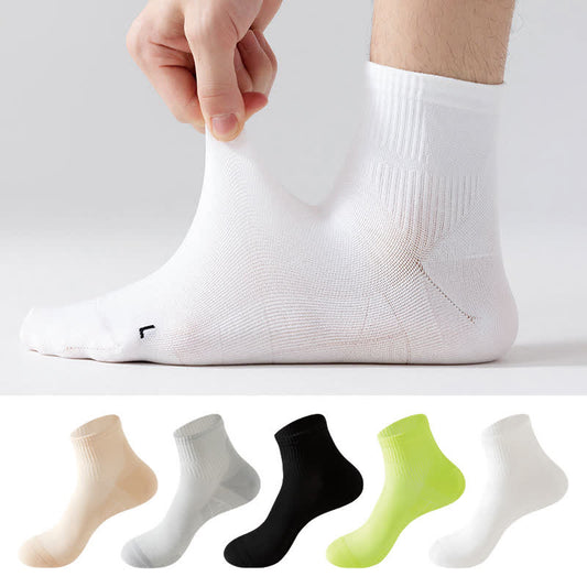 Solid Color Breathable Sports Ankle Compression Socks(5 Pairs) - Multicolor - EU39-42(US6-8.5) - image 0