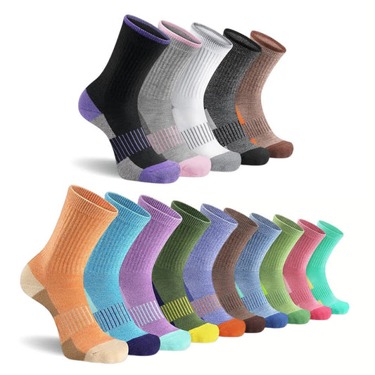 Striped Color-Block Moisture-Wicking Compression Socks(5 Pairs) - image 0