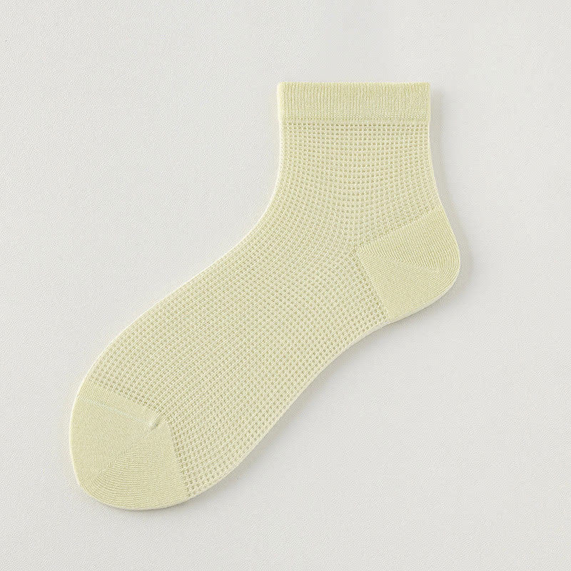 Lightweight Mesh Breathable Solid-Color Ankle Socks(8 Pairs) - Light Green - EU36-40(US3-7) - image 4