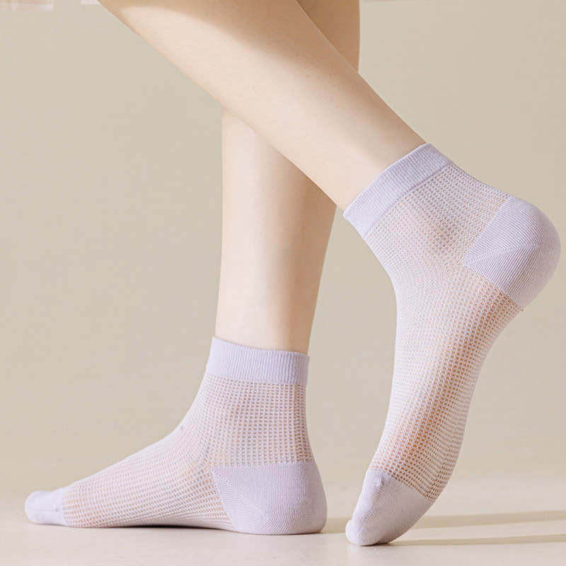 Lightweight Mesh Breathable Solid-Color Ankle Socks(8 Pairs) - image 6