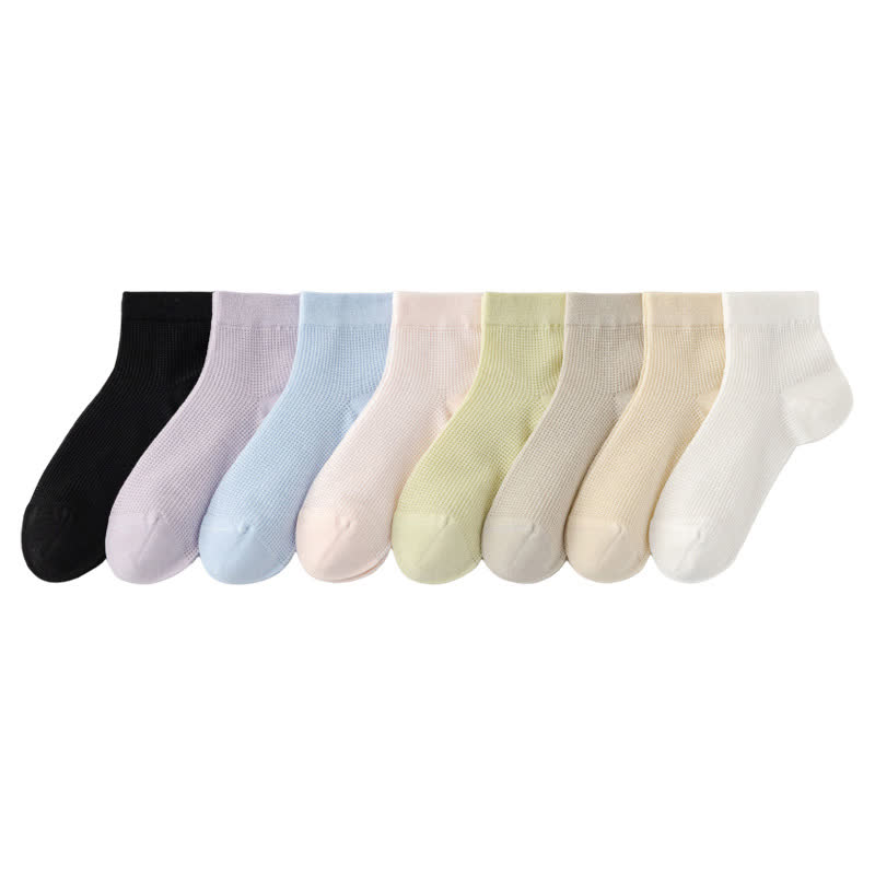 Lightweight Mesh Breathable Solid-Color Ankle Socks(8 Pairs) - Multicolor - EU36-40(US3-7) - image 19