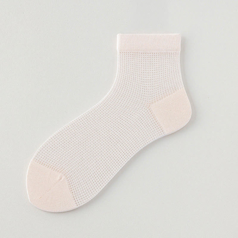 Lightweight Mesh Breathable Solid-Color Ankle Socks(8 Pairs) - Light Pink - EU36-40(US3-7) - image 17