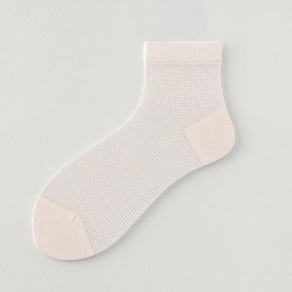 Lightweight Mesh Breathable Solid-Color Ankle Socks(8 Pairs) - Light Pink - EU36-40(US3-7) - image 17