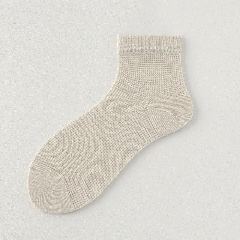 Lightweight Mesh Breathable Solid-Color Ankle Socks(8 Pairs) - Khaki - EU36-40(US3-7) - image 14