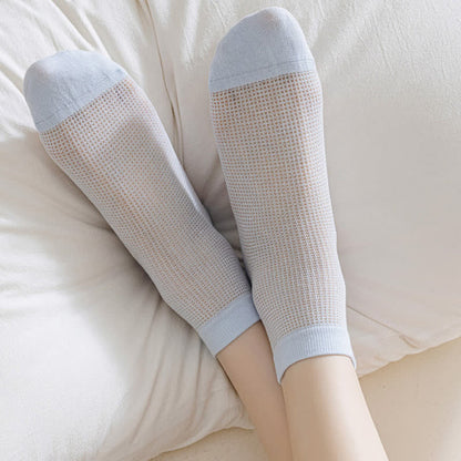 Lightweight Mesh Breathable Solid-Color Ankle Socks(8 Pairs) - image 12