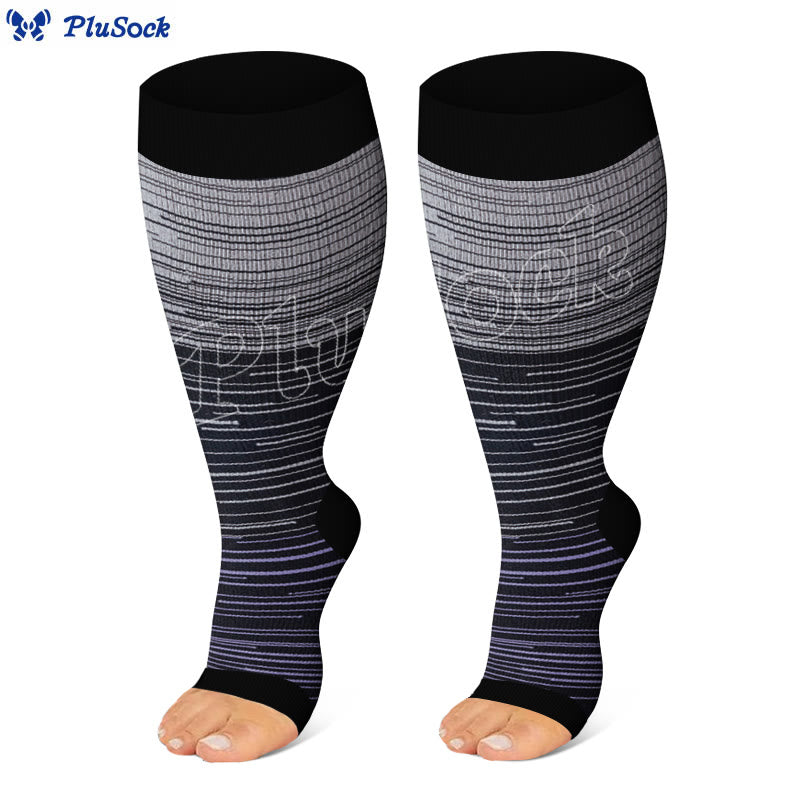 Plus Size Open Toe Compression Socks(3 Pairs) - image 2