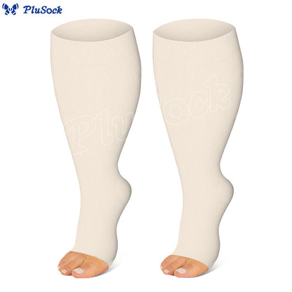 Plus Size Polka Dots Open Toe Compression Socks(3 Pairs) - image 2