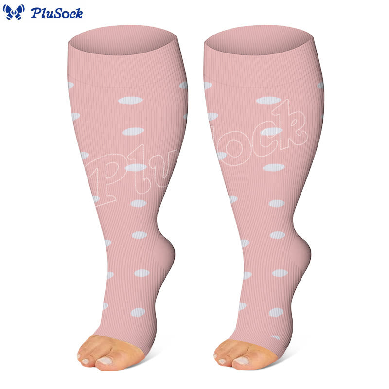 Plus Size Polka Dots Open Toe Compression Socks(3 Pairs) - image 3