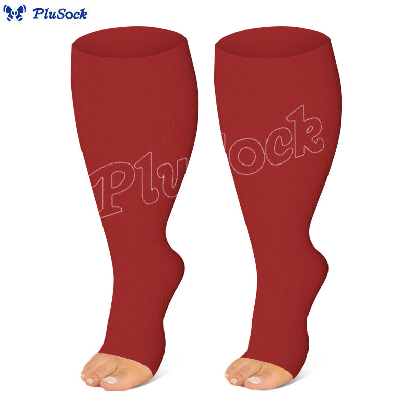 Plus Size Polka Dots Open Toe Compression Socks(3 Pairs) - image 4