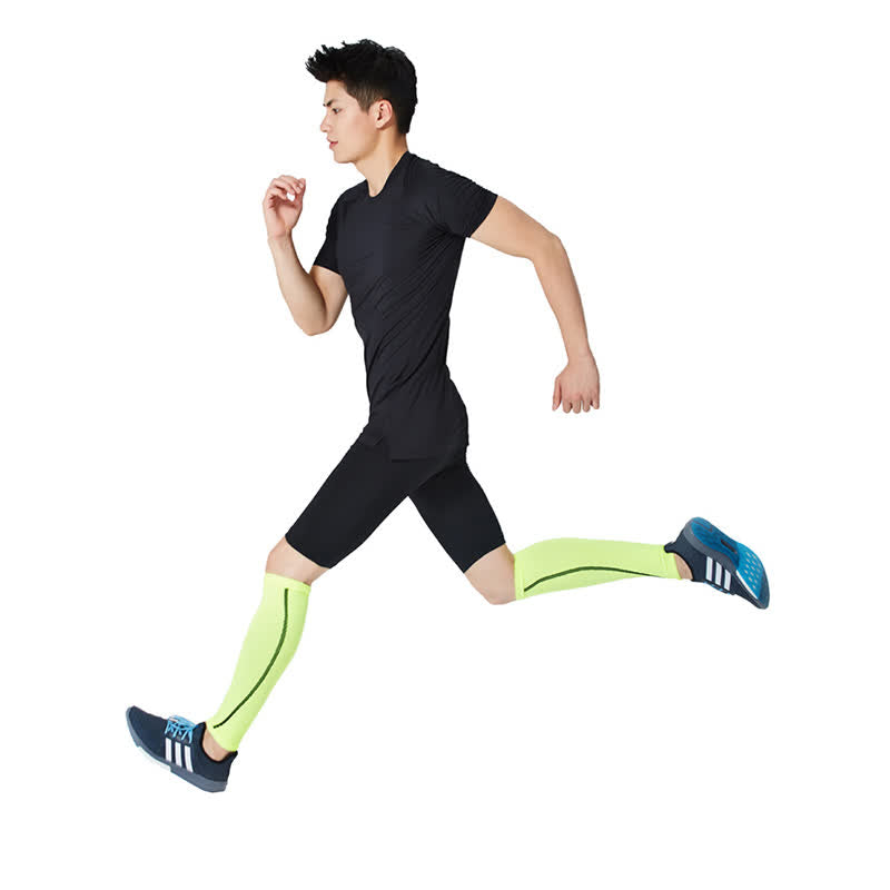 Fluorescent Green Striped Calf Sleeves - image 1