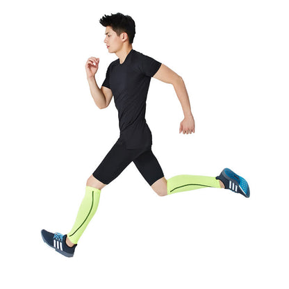Fluorescent Green Striped Calf Sleeves - image 1