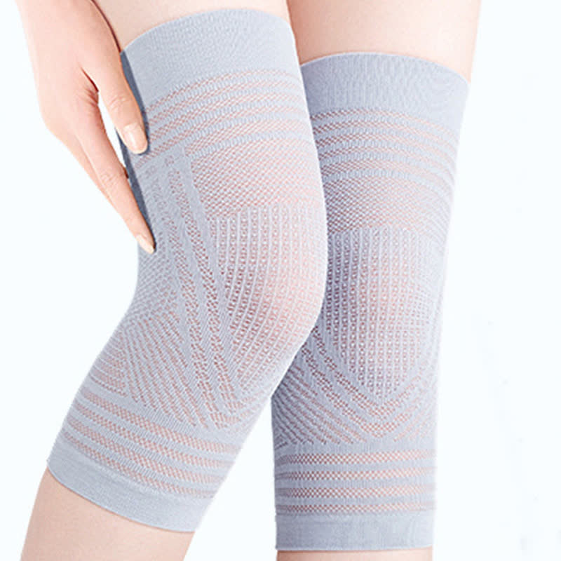 Highly Elastic Breathable Knitted Knee Pads - Grey - XL - image 0