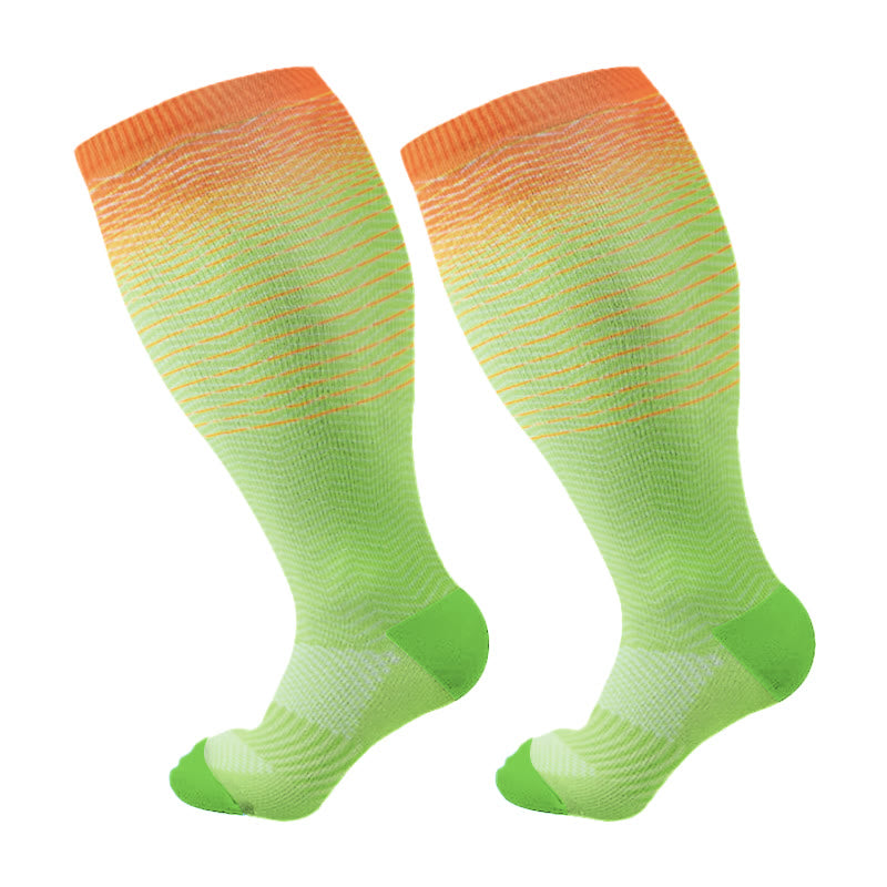 Plus Size Line Gradient Compression Socks(3 Pairs) - image 8